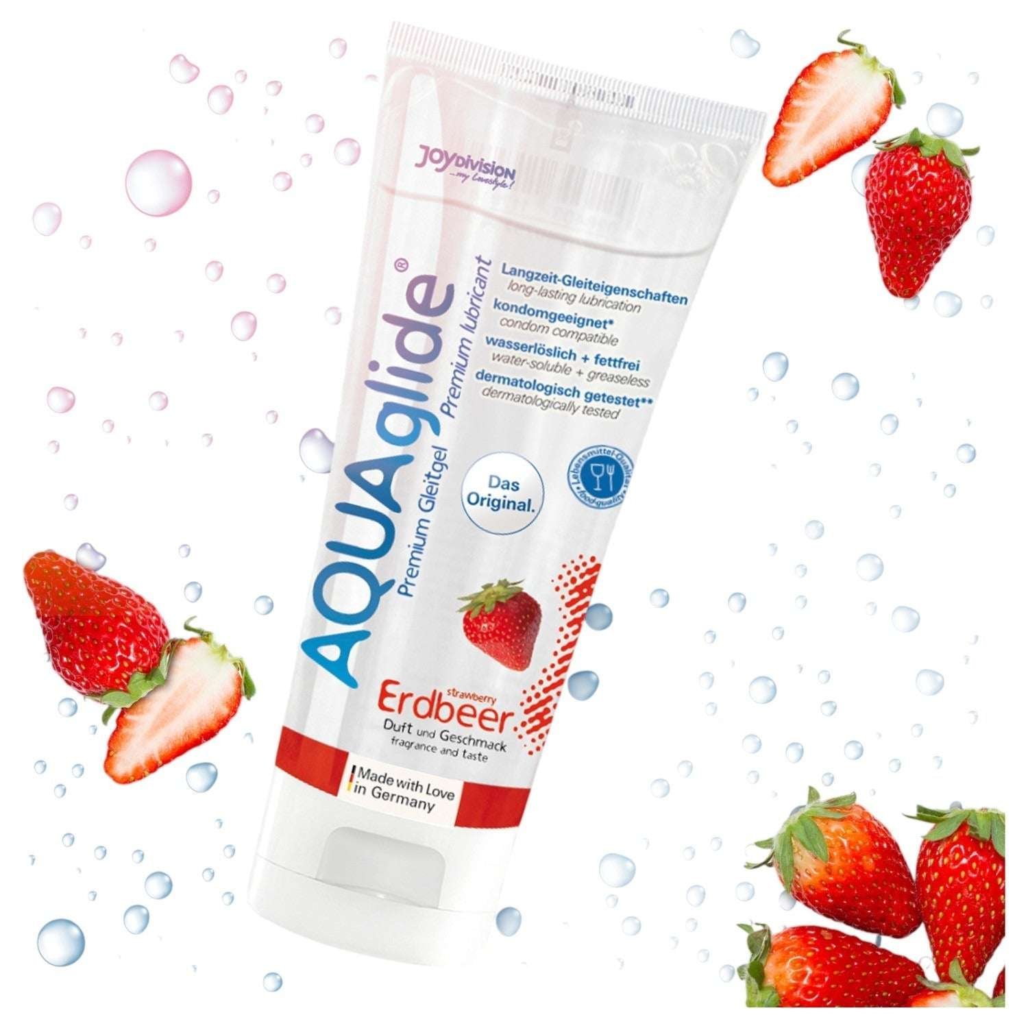 Lubrifiant AQUAglide Gel cu aroma capsuni, pe baza de apa, Joydivision, 100 ml - imagine 2