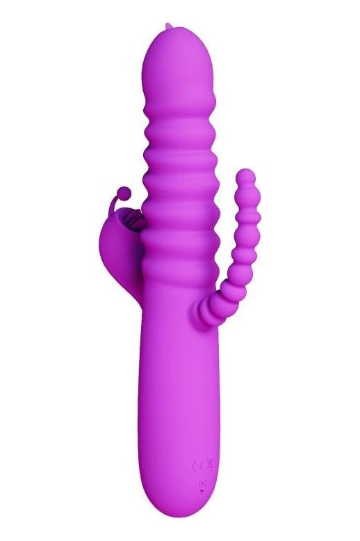 Vibrator Bunny Thruster cu tripla stimulare: punctul G, clitoris, anal si 10 moduri de vibratii, incarcare USB, silentios, silicon premium - imagine 3