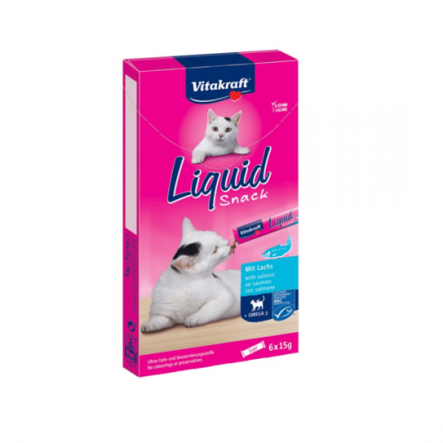 Snack lichid pentru pisici Vitakraft Somon 6x15g PROMO