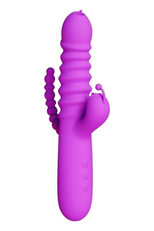 Vibrator Bunny Thruster cu tripla stimulare: punctul G, clitoris, anal si 10 moduri de vibratii, incarcare USB, silentios, silicon premium - imagine 5