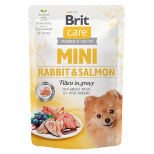 Brit Care Dog Mini Rabbit and Salmon: hrană umedă pentru câini, 85 g