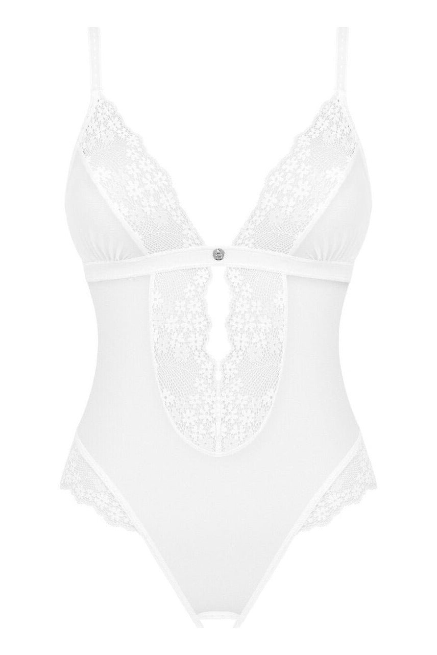 Body Heavenlly – lenjerie seducătoare transparentă cu decupaje și dantelă, alb - imagine 6