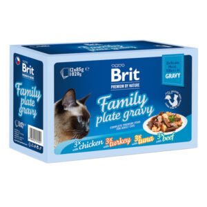 Brit 85312912 hrană umedă pentru pisici, Delicate Fillets in Gravy: 12 plicuri, 4 sortimente
