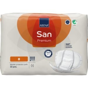 Absorbante anatomice pentru incontinenta moderata pana la severa San 8 Premium unisex cu absorbtie 2500ml, 22 bucati, Abena