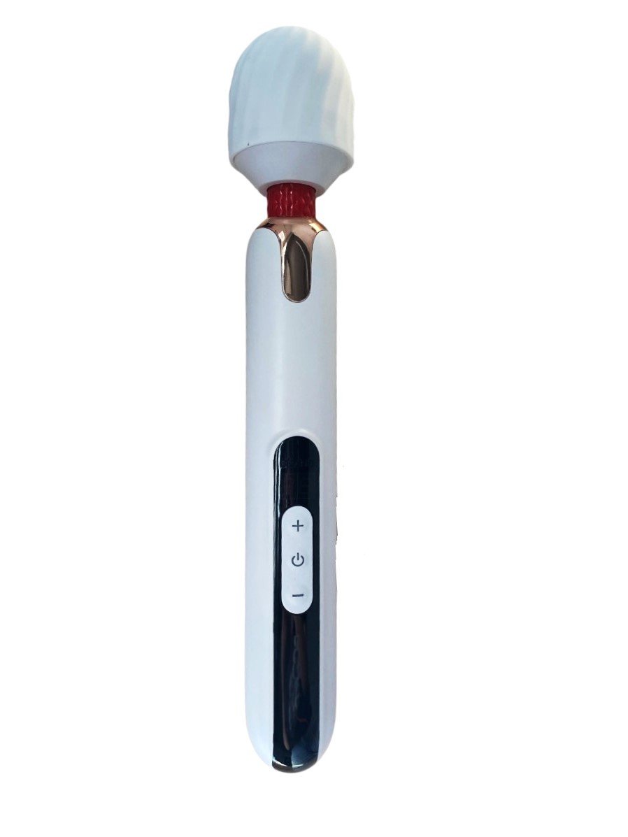 Vibrator Masaj Strong, 10 Moduri Vibratii si 7 Intensitati, Ecran LCD, TPE, Alb, 33 cm, Mokko Toys