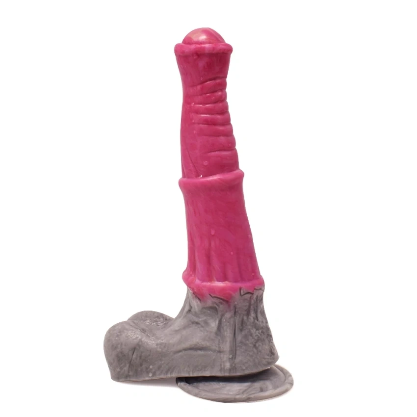 Dildo Stallion, Silicon Lichid, Roz/Gri, 25.5 cm