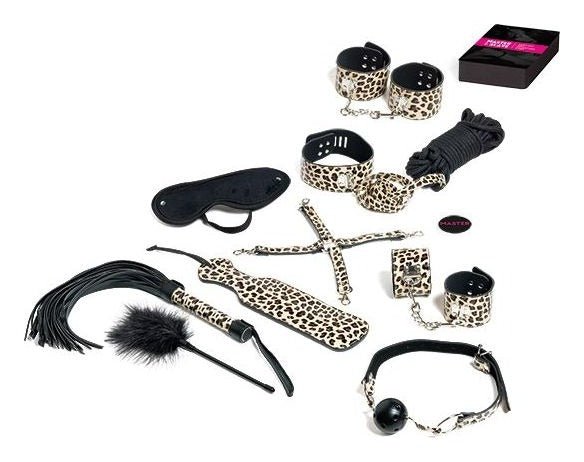 Master & Slave Bondage Game – Kit 10 piese, Animal Print Beige - imagine 2