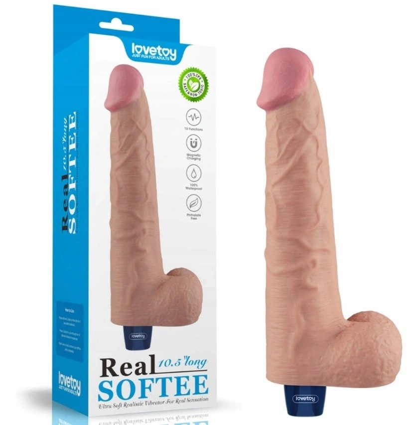 Vibrator Realist REAL SOFTEE, 10 Moduri Vibratii, TPE, Natural, 27.2 cm