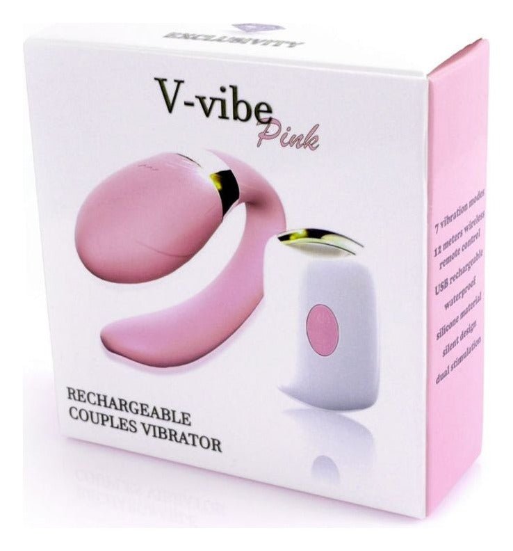 Vibrator pentru cuplu V-Vibe cu 7 moduri de vibratii, telecomanda wireless si incarcare USB, silentios, silicon premium, roz - imagine 6