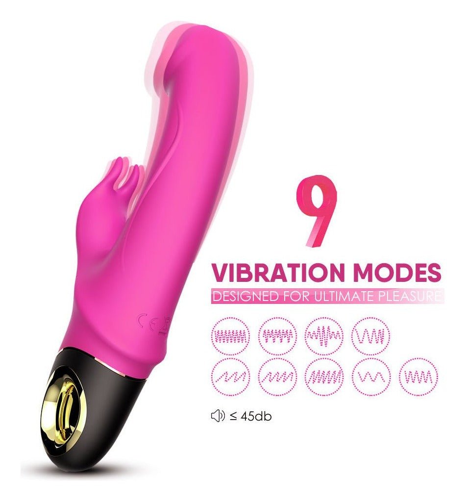 Vibrator Rabbit G-spot Meteor cu 9 moduri de vibratii si incarcare magnetica, flexibil, silentios, silicon premium, roz - imagine 6