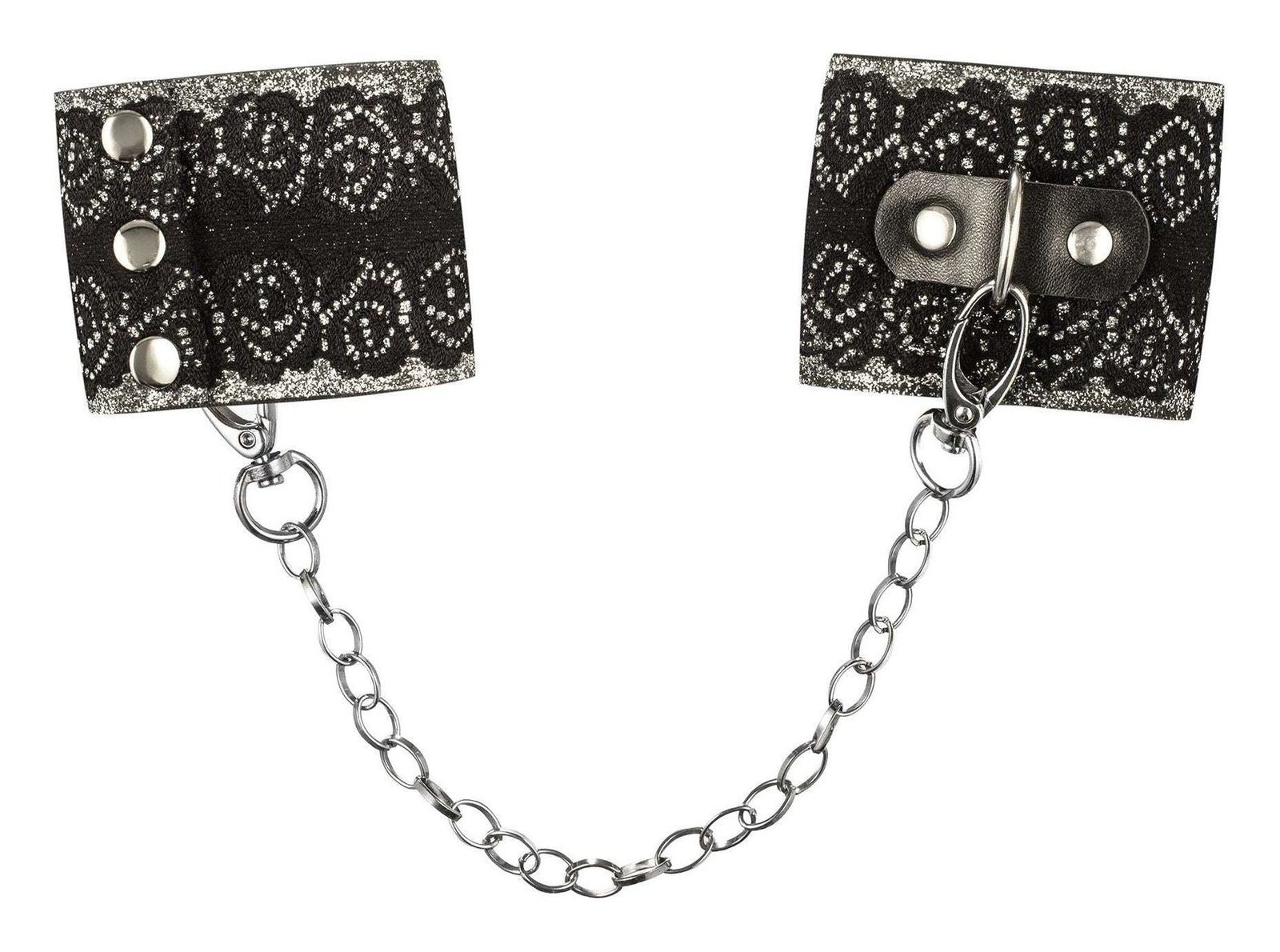 Cătușe erotice Obsessive – accesorii sexy din satin si dantelă cu detalii metalice, mărime universală (one size) - imagine 2