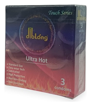 Prezervative subțiri DIBLONG Ultra Hot, cu efect de încălzire, lubrifiate, din latex, 52 ± 2 mm, 3 buc - imagine 4