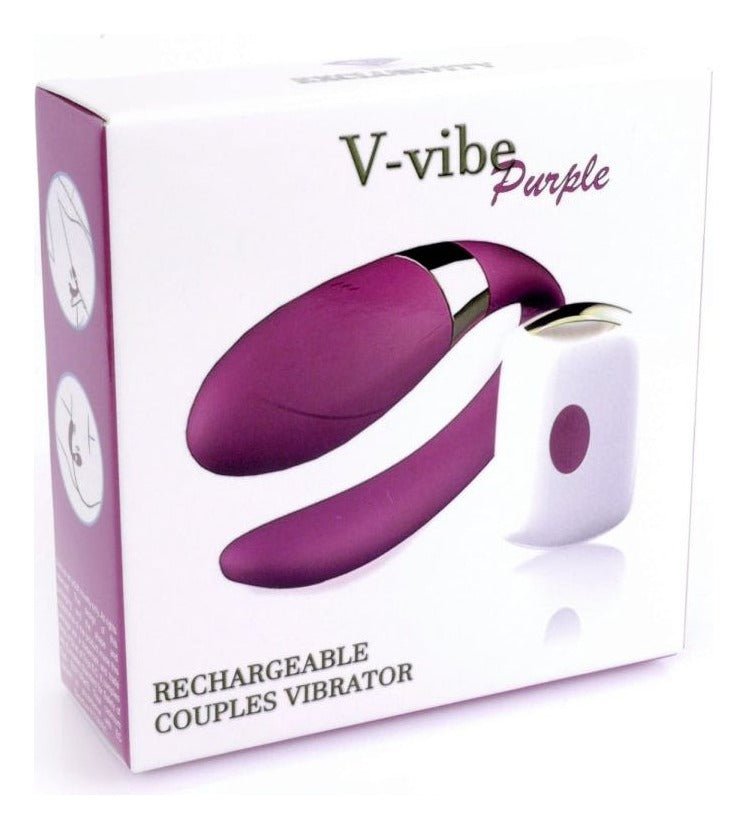 Vibrator pentru cuplu V-Vibe cu 7 moduri de vibratii, telecomanda wireless si incarcare USB, silentios, silicon premium, mov - imagine 6
