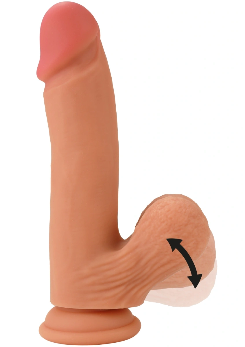 Dildo Realist Inferno Swinging Balls, Silicon Lichid Dubla Densitate, Natural, 21 cm