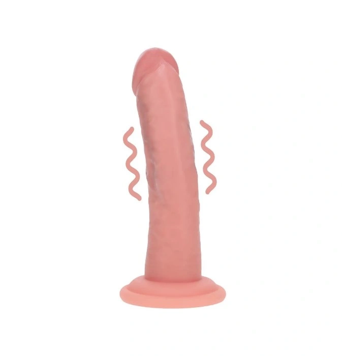 Vibrator Realist 10 Moduri Vibratii, Silicon Lichid Dubla Densitate, USB, Natural, 17 cm