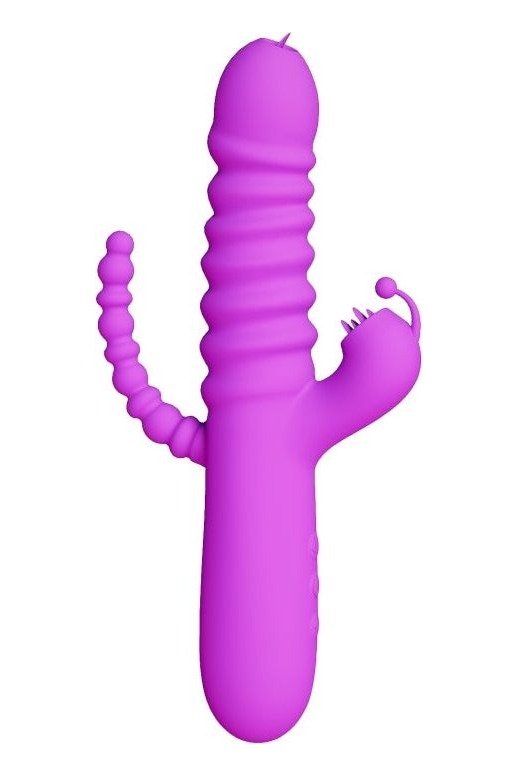 Vibrator Bunny Thruster cu tripla stimulare: punctul G, clitoris, anal si 10 moduri de vibratii, incarcare USB, silentios, silicon premium - imagine 4