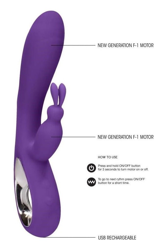 Vibrator Rabbit BELLA cu 36 moduri de vibratii si incarcare USB, flexibil, silentios, silicon premium, mov - imagine 3