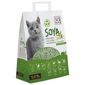 Asternut igienic din soia pentru litiera pisici, SOYA Organic, M-PETS, 100% biodegradabil, ceai verde, 6 L