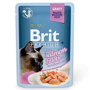 Brit Cat Delicate Salmon in Gravy For Sterilised, Pachet 6 X 85 g