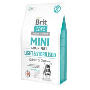 Brit Care Mini Grain Free Light & Sterilised, iepure si somon, 2 kg