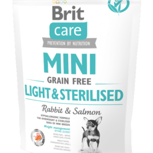 Brit Care Mini Grain Free Light & Sterilised, iepure si somon, 400 g