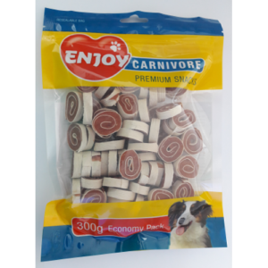 Recompense pentru caini Enjoy Carnivore cu pui si cod 300 g