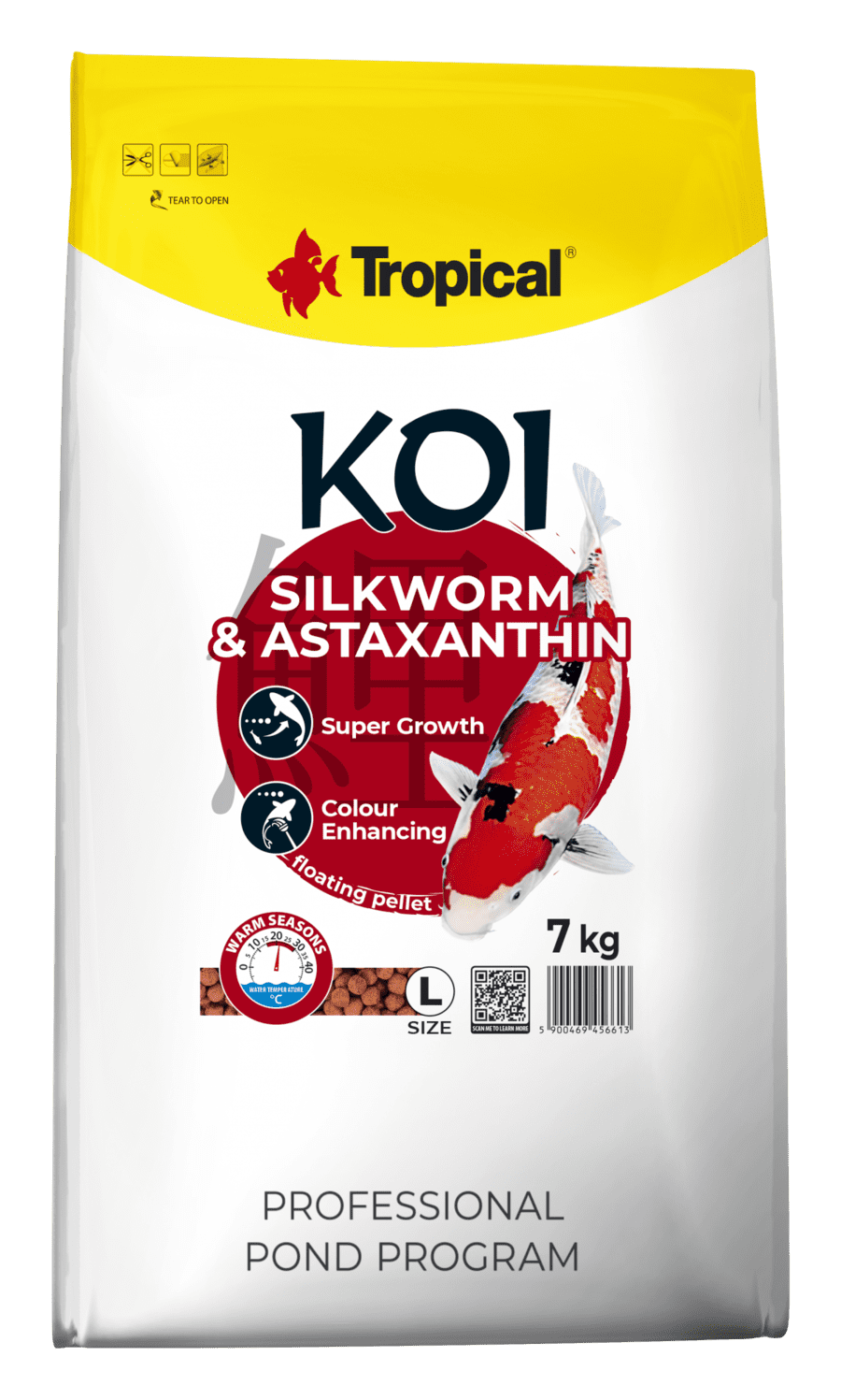 Hrana pentru pesti KOI, TROPICAL Fish, viermi de matase si astaxantina, pellet L- 7KG