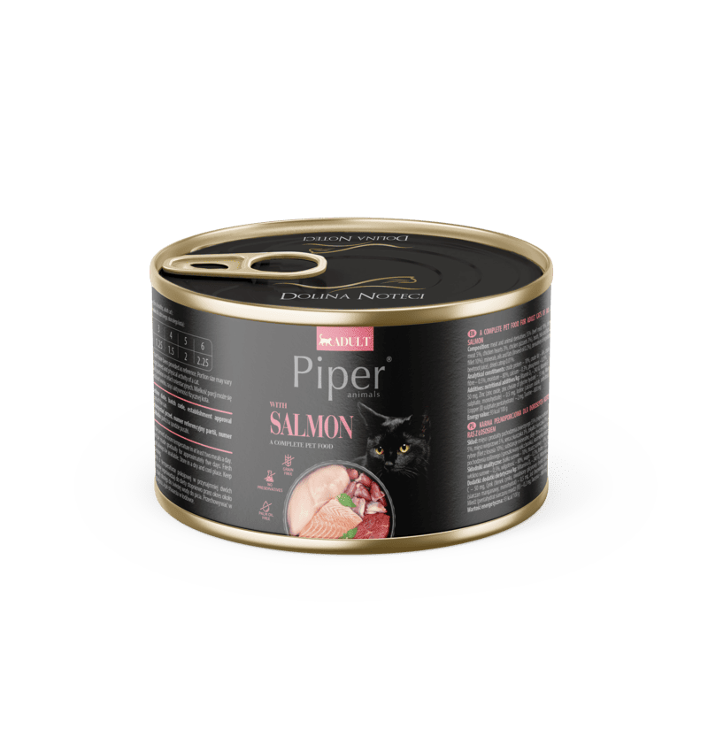 Hrana umeda pentru pisici PIPER CAT, somon, conserva 185g