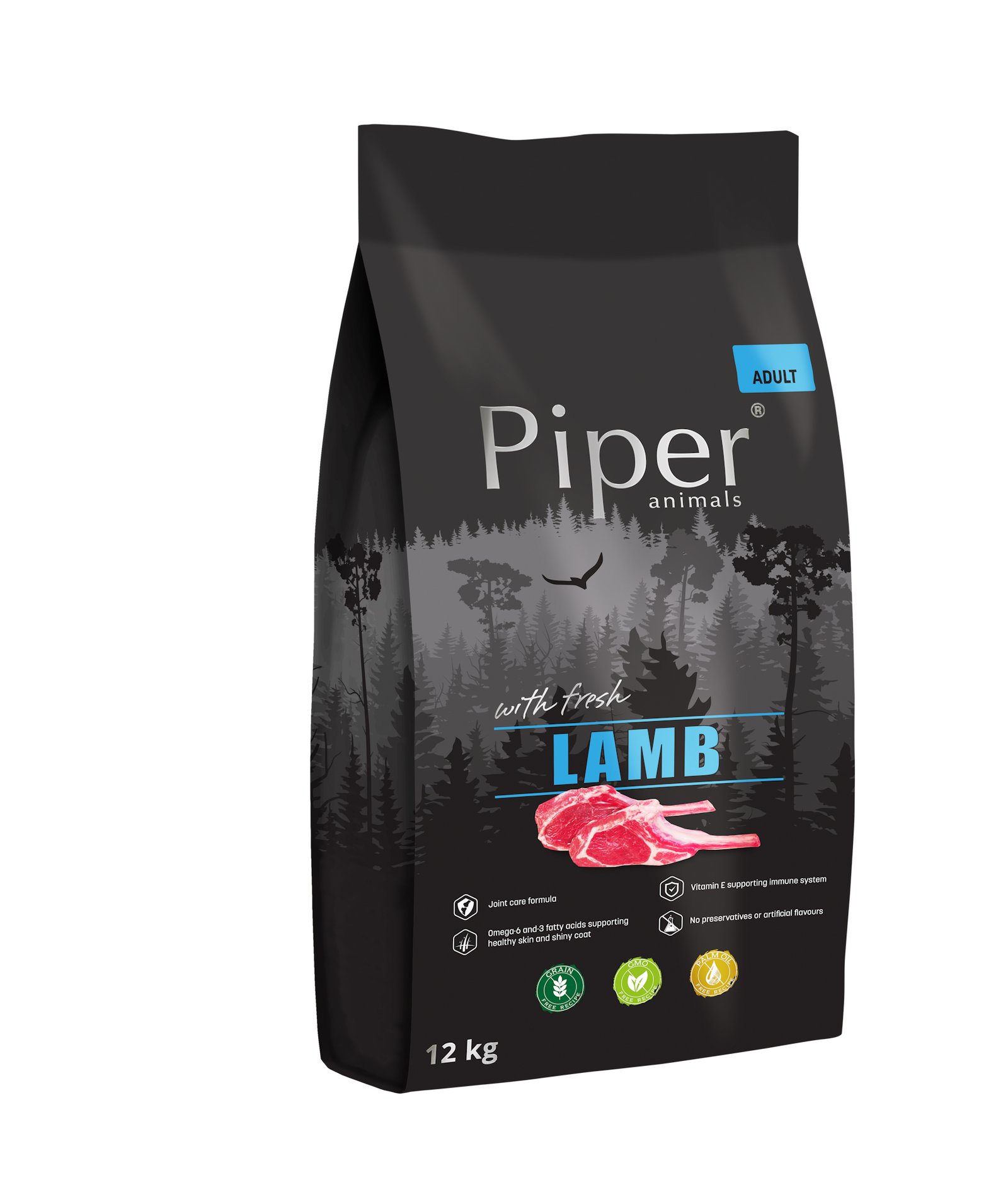 Hrana uscata pentru caini, Piper, adult, miel, 12 kg