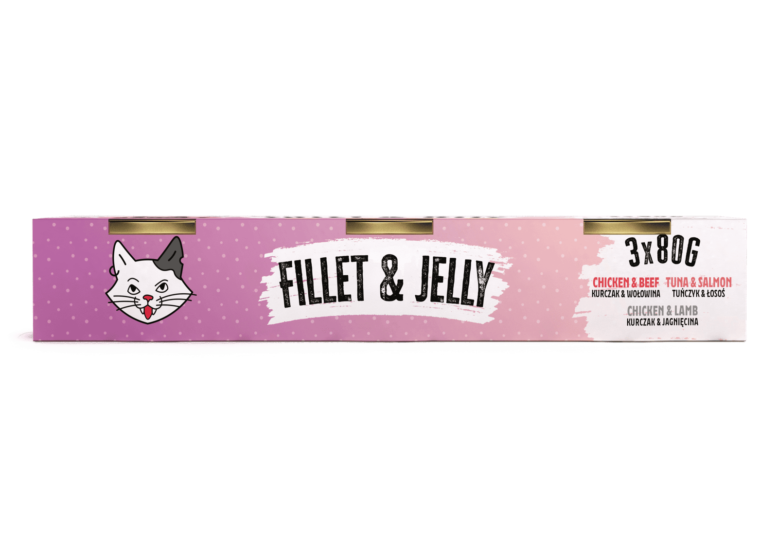Recompensă umedă pentru pisici adulte Mr. Bandit Cat MIX, Fillet & Jelly, pui și vită, ton și somon, pui și miel, 3x80g