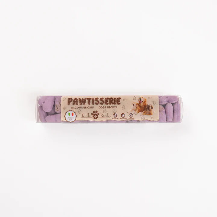Recompense crocante pentru caini ROLLS ROCKY PAWTISSERIE MINIATURE HEARTS, purple, 50g