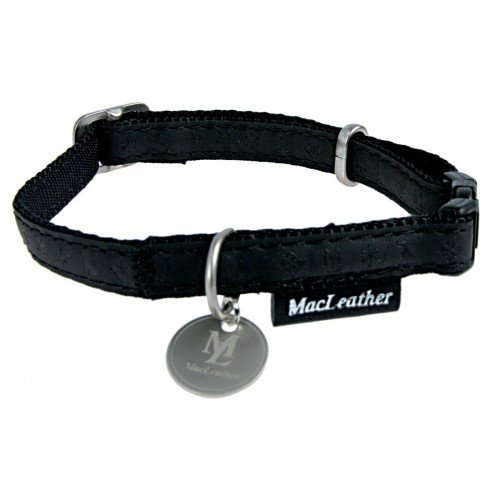 Zgarda caini din piele, neagra, reglabila, 20-40 cm x 15 mm
