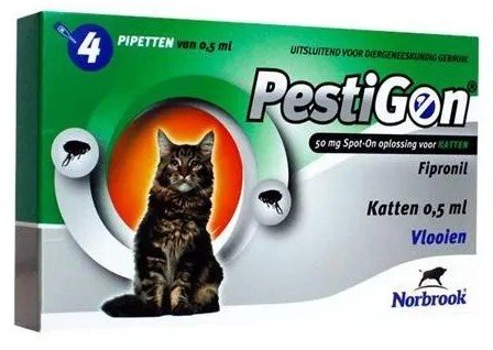 PestiGon Cat Fipronil, 4 pipete x 0.5 ml, antiparazitar extern pentru pisici