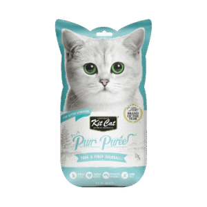 Recompense lichde pentru pisici Kit Cat Purr Puree, ton si fibre, Hairball, 4 x 15g