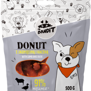Recompense pentru caini Mr. Bandit Donut, miel si rata, 500g