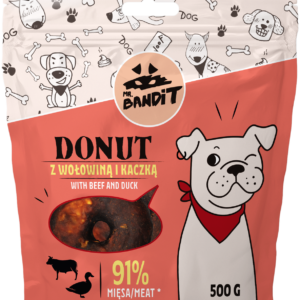 Recompense pentru caini Mr. Bandit Donut, vita si rata, 500g