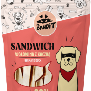Recompense pentru caini Mr. Bandit SANDWICH, vita cu rata, 500g