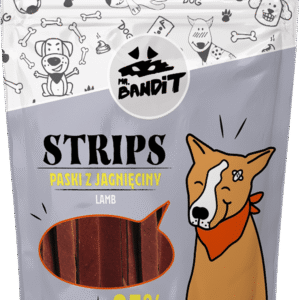 Recompense pentru caini Mr. Bandit STRIPS, miel, 500 g