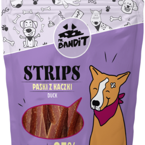 Recompense pentru caini Mr. Bandit STRIPS, rata, 500g