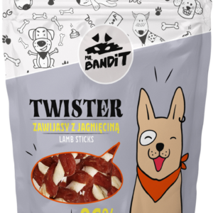 Recompense pentru caini Mr. Bandit TWISTER, miel, 500g