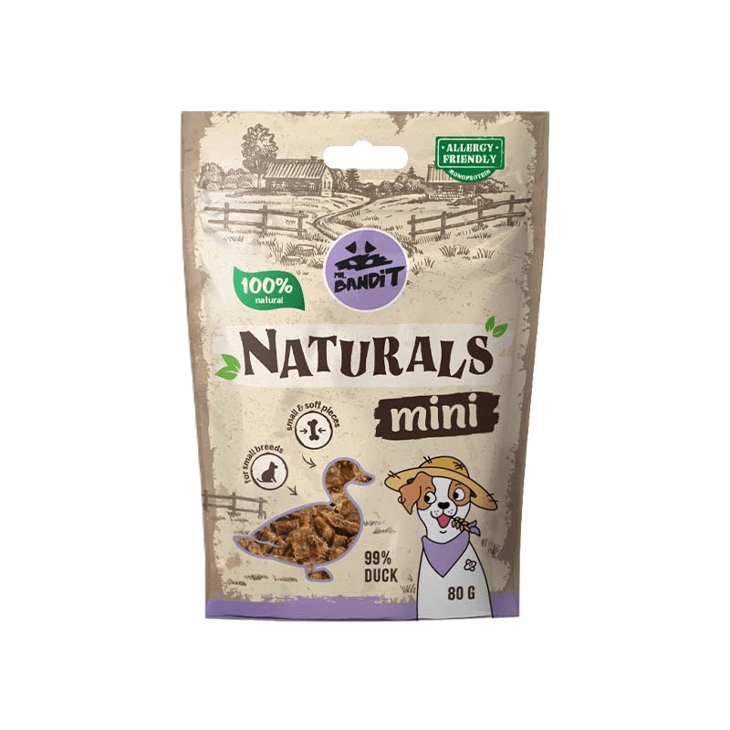 Recompense pentru caini, talie mica, Mr Bandit Naturals Mini, rata, 80g