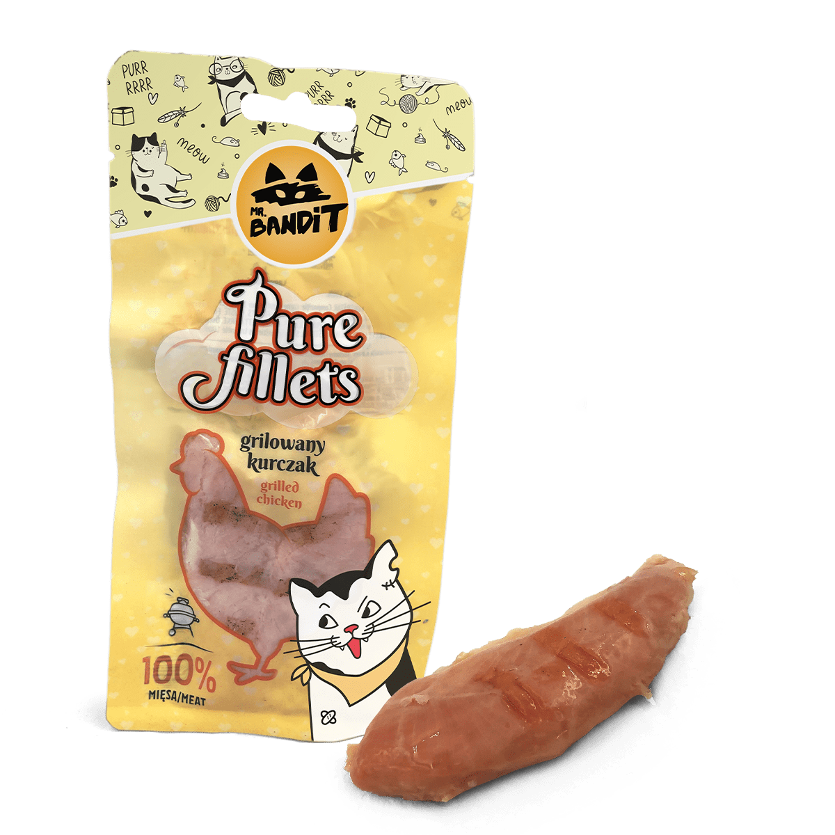 Recompense pentru pisici Mr. Bandit CAT Pure Fillets, pui la gratar, 30 g