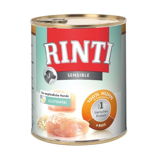 Hrana umeda pentru caini Rinti Sensible cu miel si orez 400 g