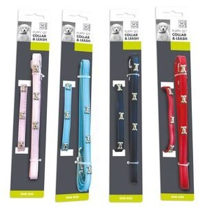 Zgarda si lesa pentru caini, neagra, ajustabila, lungime lesa 100 cm, lungime zgarda 30 cm