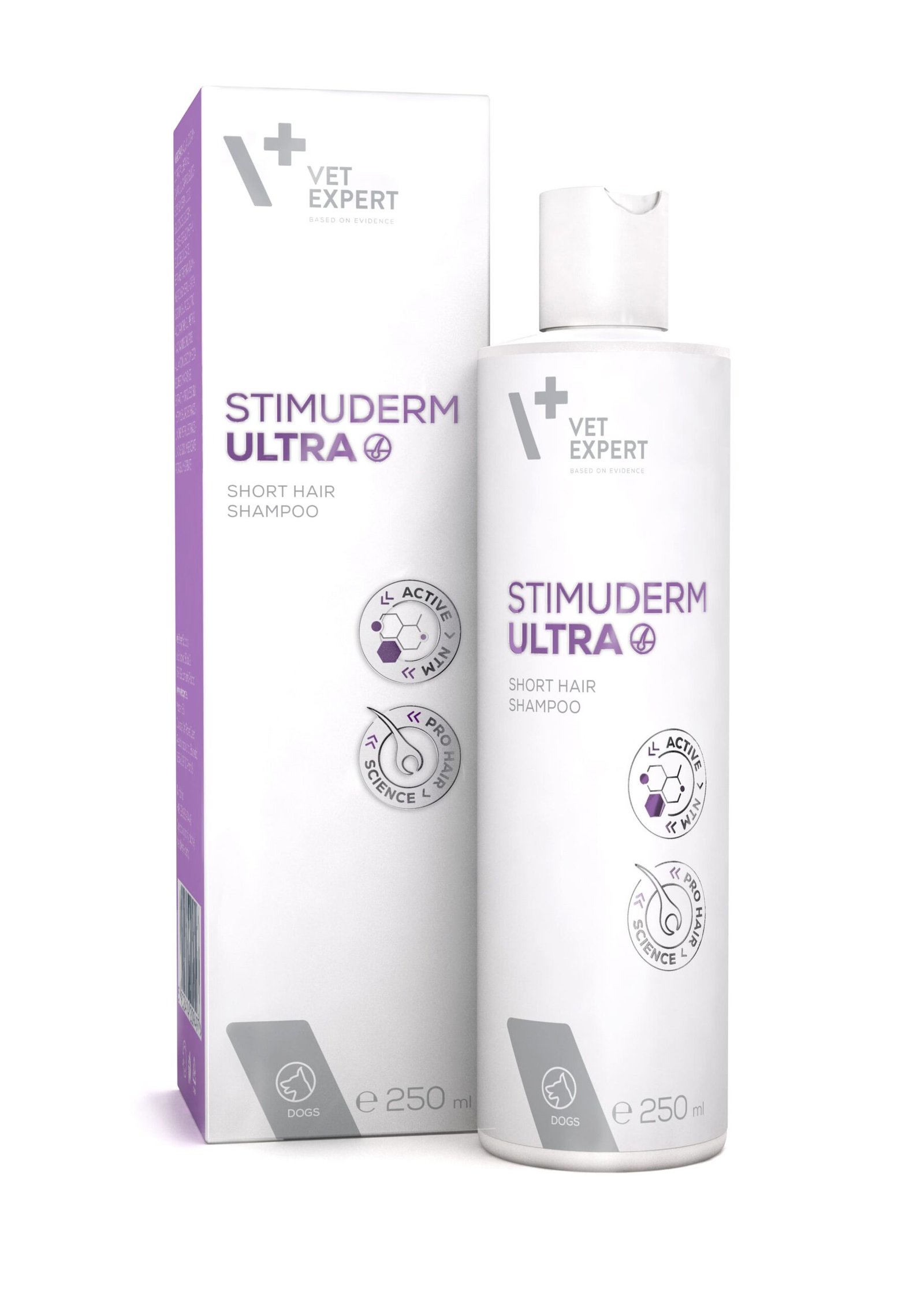 Sampon pentru tratamentul alopeciei la caini cu blana scurta Vet Expert Stimuderm Ultra, 250 ml
