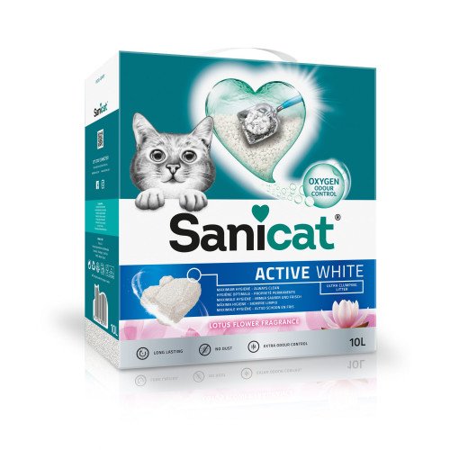 Sanicat Nisip igienic pentru pisici Active White Lotus Flower 10 L/8.5 kg