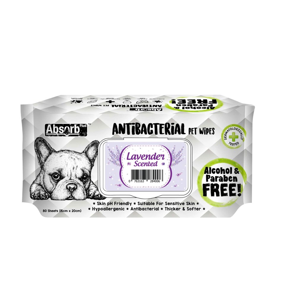 Servetele umede Absorb Plus Antibacterial, Lavander, 80 buc