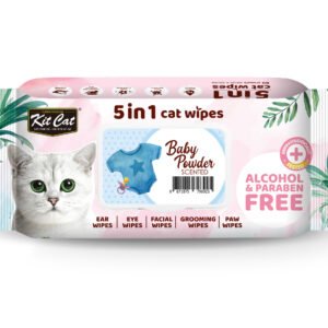 Servetele umede pentru pisici, KIT KAT, 5 in 1, Baby Powder, 80 buc