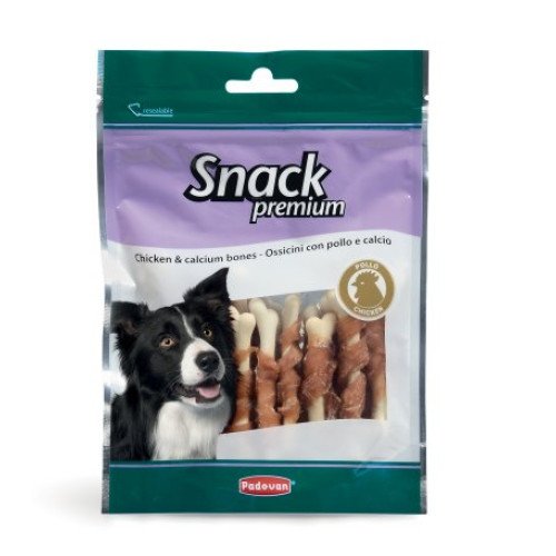 Recompense pentru caini Padovan Snack Premium Bones cu pui si calciu 100 g