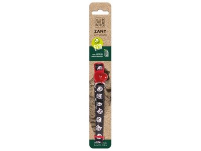 Zgarda eco pentru pisici, verde, ajustabila, cu model floral, 20-30 cm x 1 cm